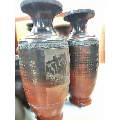 钦州坭兴陶大花瓶，坭兴陶风水摆件